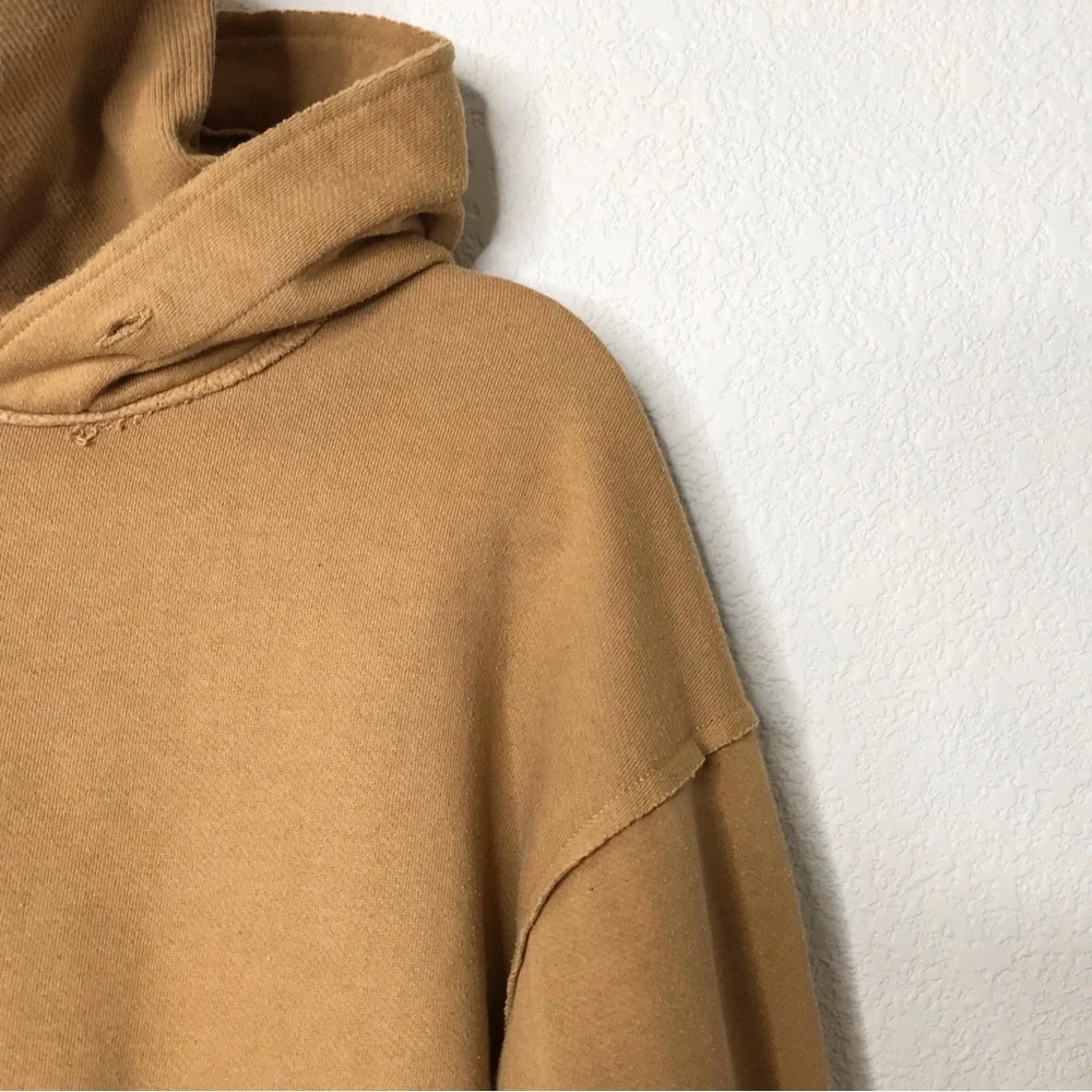 ALO Effortless Crop Hoodie With Turtleneck In Camel